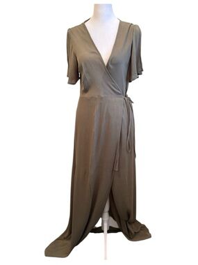 Small Lulus Green Maxi Wrap Dress